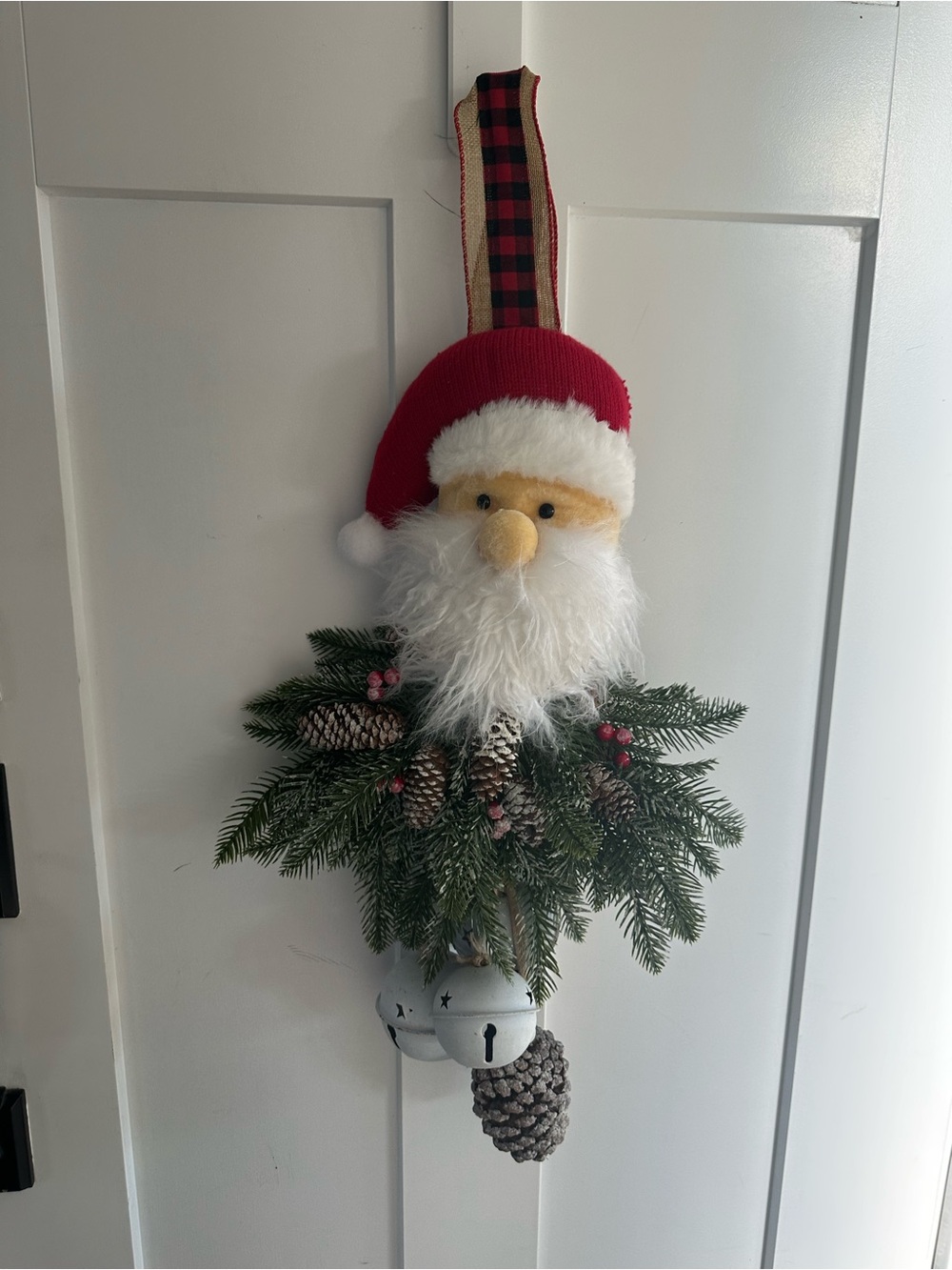 Holiday Santa Bell Door Hanger - Red
